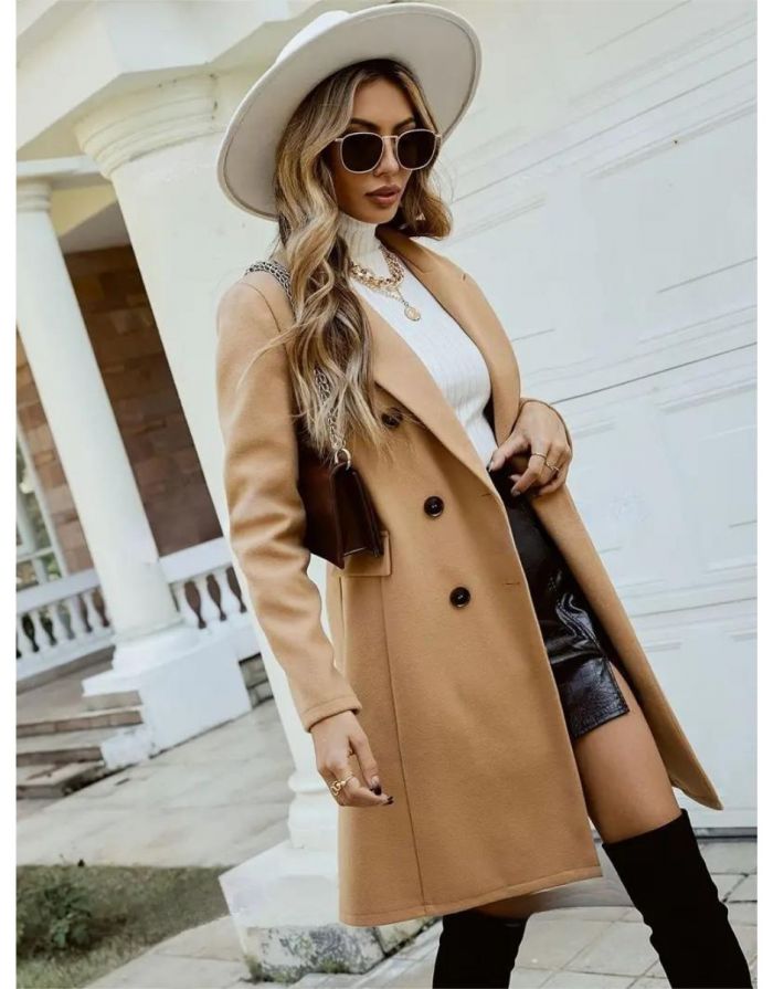 Sobretudo Bege Feminino Trench Duplo Peito