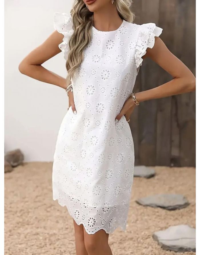 Vestido Branco Babado na Manga