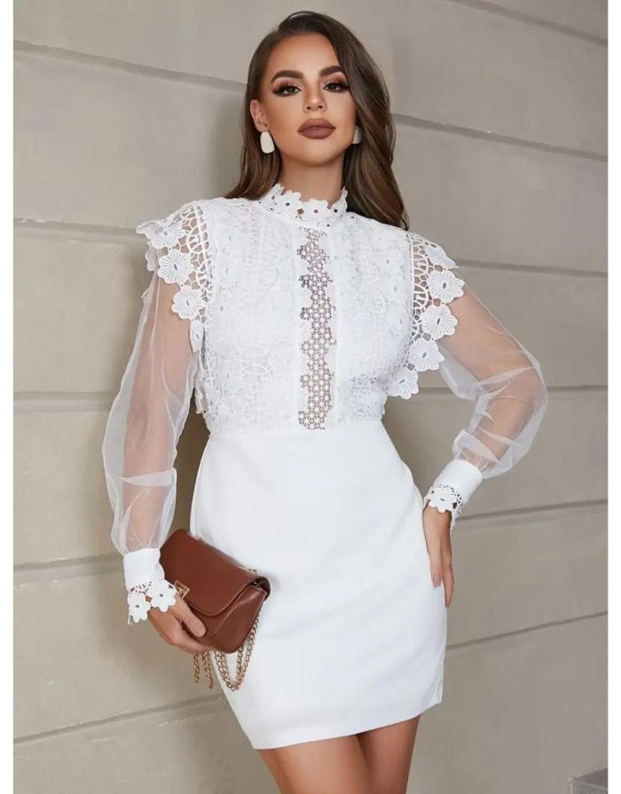 Vestido Branco Bodycon de Renda