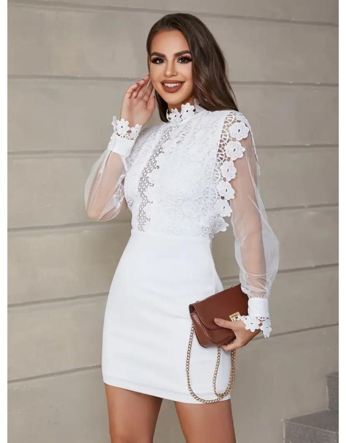 Vestido Branco Bodycon de Renda