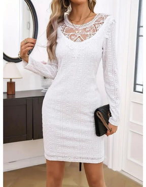 Vestido Branco Decote Ilusão em Renda