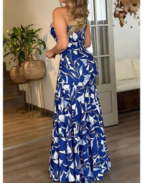 Vestido Longo Um Ombro Estampa Floral